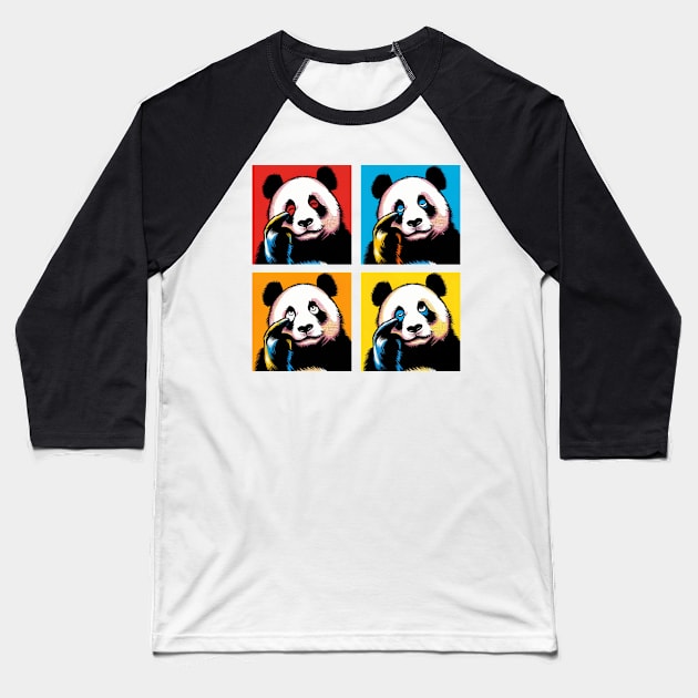 Pop Mocking Panda - Funny Panda Art Baseball T-Shirt by PawPopArt